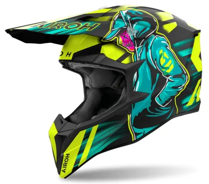 Motocross helmet AIROH WRAAAP CYBER YELLOW MATT