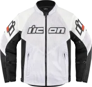 Motorcycle jacket ICON MESH AF LEATHER CE WHITE