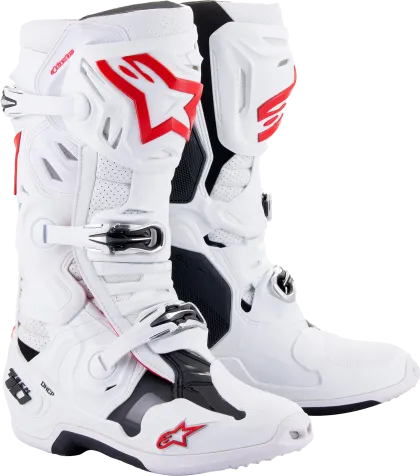 Ghete Motocross ALPINESTARS TECH 10 ALB/ROSU SUPERVENTED