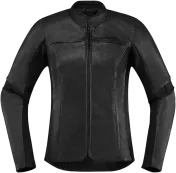 Дамско кожено мото яке ICON OVERLORD LEATHER - BLACK
