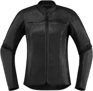 Geaca de motociclete din piele de dama OVERLORD LEATHER - NEGRA