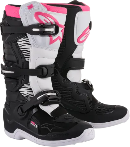 Ghete de motocross pentru femei ALPINESTARS Stella Tech 3 NEGRU/ALB/ROZ