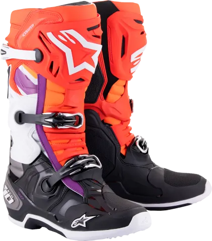Ghete de motocross ALPINESTARS TECH 10 BK/RD/OR/WT