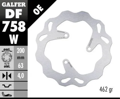 Заден спирачен диск Galfer WAVE FIXED 200x4mm DF758W