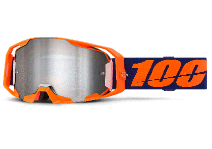 Motocross Goggles 100% ARmatic NEON ORANGE SILVER MIRROR