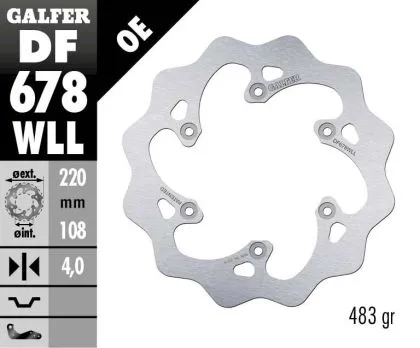 Заден спирачен диск Galfer WAVE FIXED SOLID DF678WLL