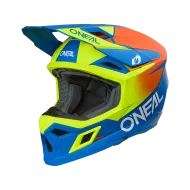Κράνος Motocross O'NEAL 3SERIES SOLID ΜΠΛΕ/NEON