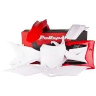 Kit plastic MX POLISPORT pentru HONDA CRF250R - 2014-17 / CRF450R - 2012-16 Alb/Roșu OEM