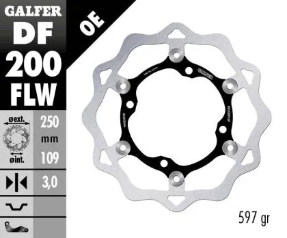 Плаващ преден спирачен диск Galfer WAVE FLOATING (C. STEEL) 250x3mm DF200FLW
