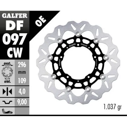 Πλωτό μπροστινό δίσκο φρένων Galfer WAVE FLOATING COMPLETE (C. ALU.) 296x4mm DF097CW