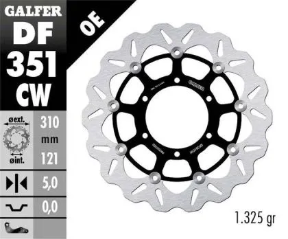 Плаващ преден спирачен диск Galfer WAVE FLOATING COMPLETE (C. ALU.) 310x5mm DF351CW