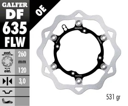 Плаващ преден спирачен диск Galfer WAVE FLOATING (C. STEEL) DF635FLW