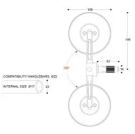Motorcycle mirrors BARRACUDA SKIN-S BAR END B-LUX