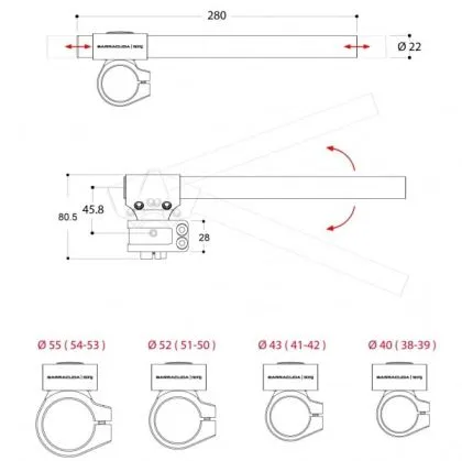 CLIP-ON handlebar BARRACUDA 43mm