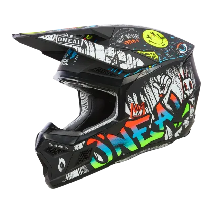 Children's motocross helmet O'NEAL 3SERIES RANCID BLACK/WHITE V.24