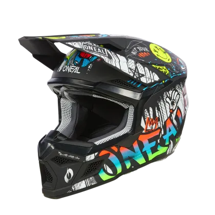 Children's motocross helmet O'NEAL 3SERIES RANCID BLACK/WHITE V.24