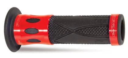 Motorcycle grips PROGRIP Double Density 728 BK/RD ALU OPEN
