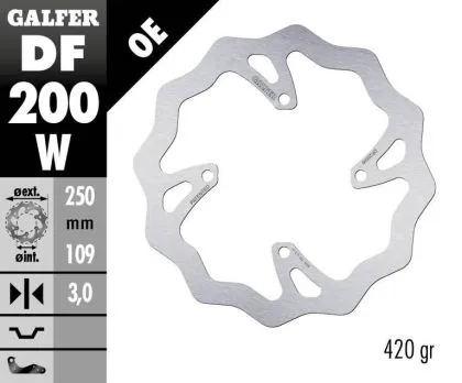 Преден спирачен диск Galfer WAVE FIXED 250x3mm DF200W