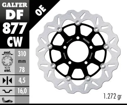 Плаващ преден спирачен диск Galfer WAVE FLOATING COMPLETE (C. ALU.) 310x4,5mm DF877CW