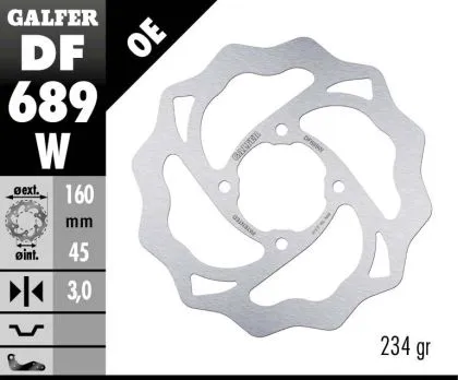 Заден спирачен диск Galfer WAVE FIXED  DISC WAVE FIXED 160x3mm DF689W