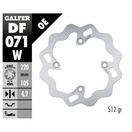 Μπροστινό/πίσω δίσκο φρένων Galfer WAVE FIXED DISC WAVE FIXED 220x4mm DF071W