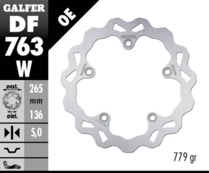 Заден спирачен диск Galfer WAVE FIXED 265x5mm DF763W