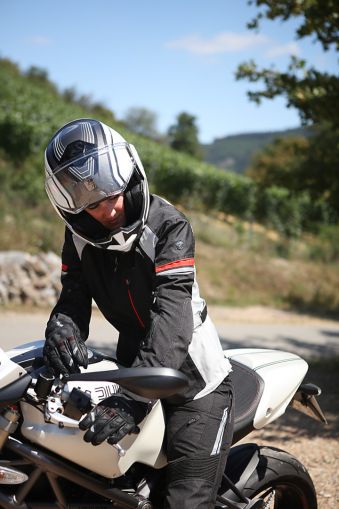 Geaca moto dama Modeka Violetta Negru/Gri deschis