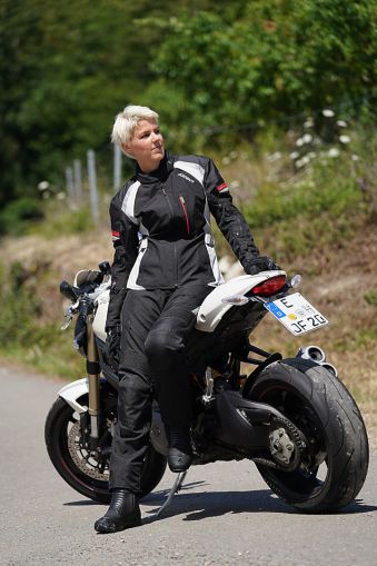 Geaca moto dama Modeka Violetta Negru/Gri deschis