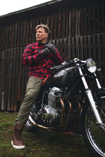 Πουκάμισο μοτοσικλέτας Modeka Nooner Κόκκινο/Μαύρο