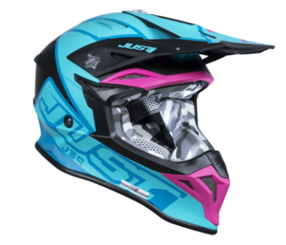 Cască Motocross Just1 J-39 Thruster Albastru Petrol/Negru Fuxia