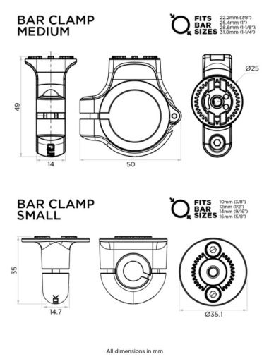 QUAD LOCK 360 Bar Clamp Base V2 - Mic