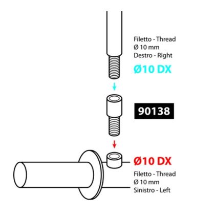 Adaptor 10mm dreapta > 10mm filet dreapta 90138