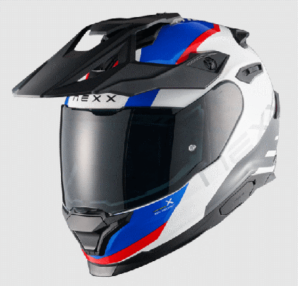 Casca de aventura NEXX Y.TRAVL QUEST ALB/ALBASTRU/ROSIU