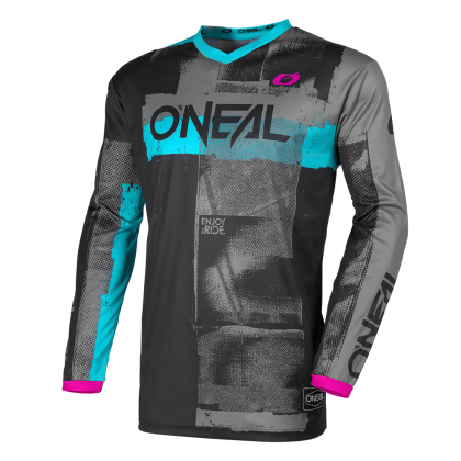 Women's motocross shirt O`NEAL ELEMENT ROLLER BLACK/CYAN