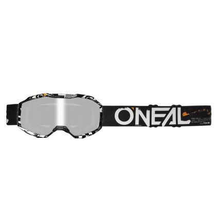 Children's cross goggles O'NEAL B-10 ATTACK BLACK/WHITE - SILVER MIRROR V.24
