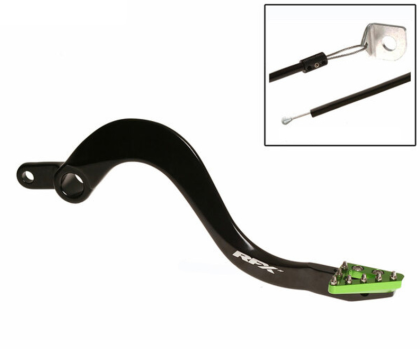Manetă frână spate RFX Pro ST (negru/verde) - Kawasaki KX125 04-08