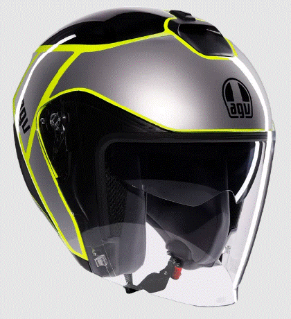 Casca scooter AGV IRIDES DAVAO NEGRU/GRI/GALBEN FLUO