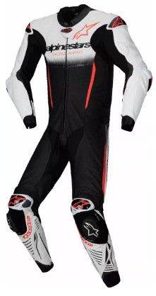 ALPINESTARS LEATHER TEAM GP-R7 1-BUC BLANC/NEGRU/RD