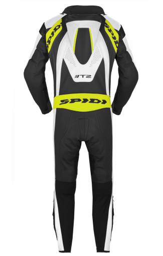 Leather Moto Gear with SPIDI T-2 Neck Dps Airbag ACID GREEN/BLACK