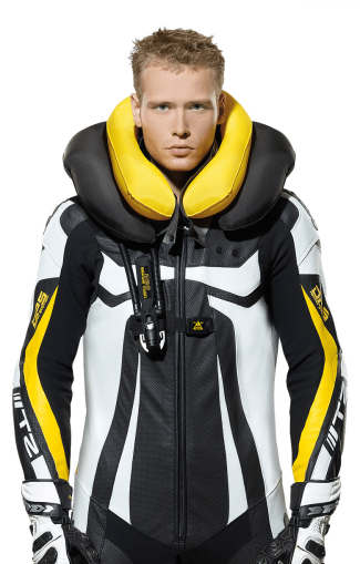 Leather Moto Gear with SPIDI T-2 Neck Dps Airbag ACID GREEN/BLACK