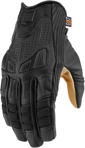 Leather motorcycle gloves ICON 1000 AXYS - BLACK