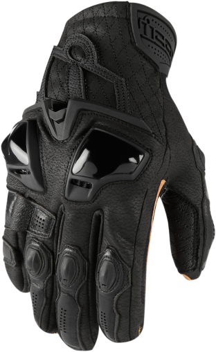 Leather motorcycle gloves ICON HYPERSPORT SHORT - BLACK