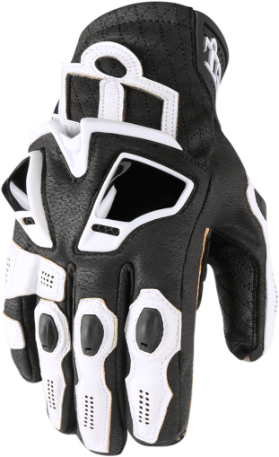 Leather motorcycle gloves ICON HYPERSPORT SHORT - WHITE