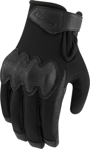 Leather motorcycle gloves ICON PDX3 - BLACK