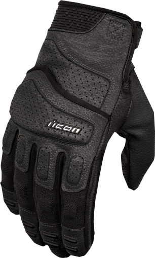 Leather motorcycle gloves ICON SUPERDUTY3 - BLACK