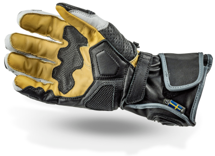 Leather motorcycle gloves Lindstrands Bergby Black/White