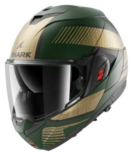 Αρθρωτό κράνος SHARK OXO SIKTER Mat πράσινο χρώμιο χρυσό