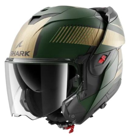 Αρθρωτό κράνος SHARK OXO SIKTER Mat πράσινο χρώμιο χρυσό