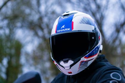 Αρθρωτό κράνος SHARK OXO SIKTER Λευκό Χρώμιο Μπλε