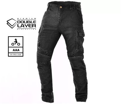 Blugi motociclisți TRILOBITE ACID SCRAMBLER 2.0 NEGRI DOUBLELAYER AAA